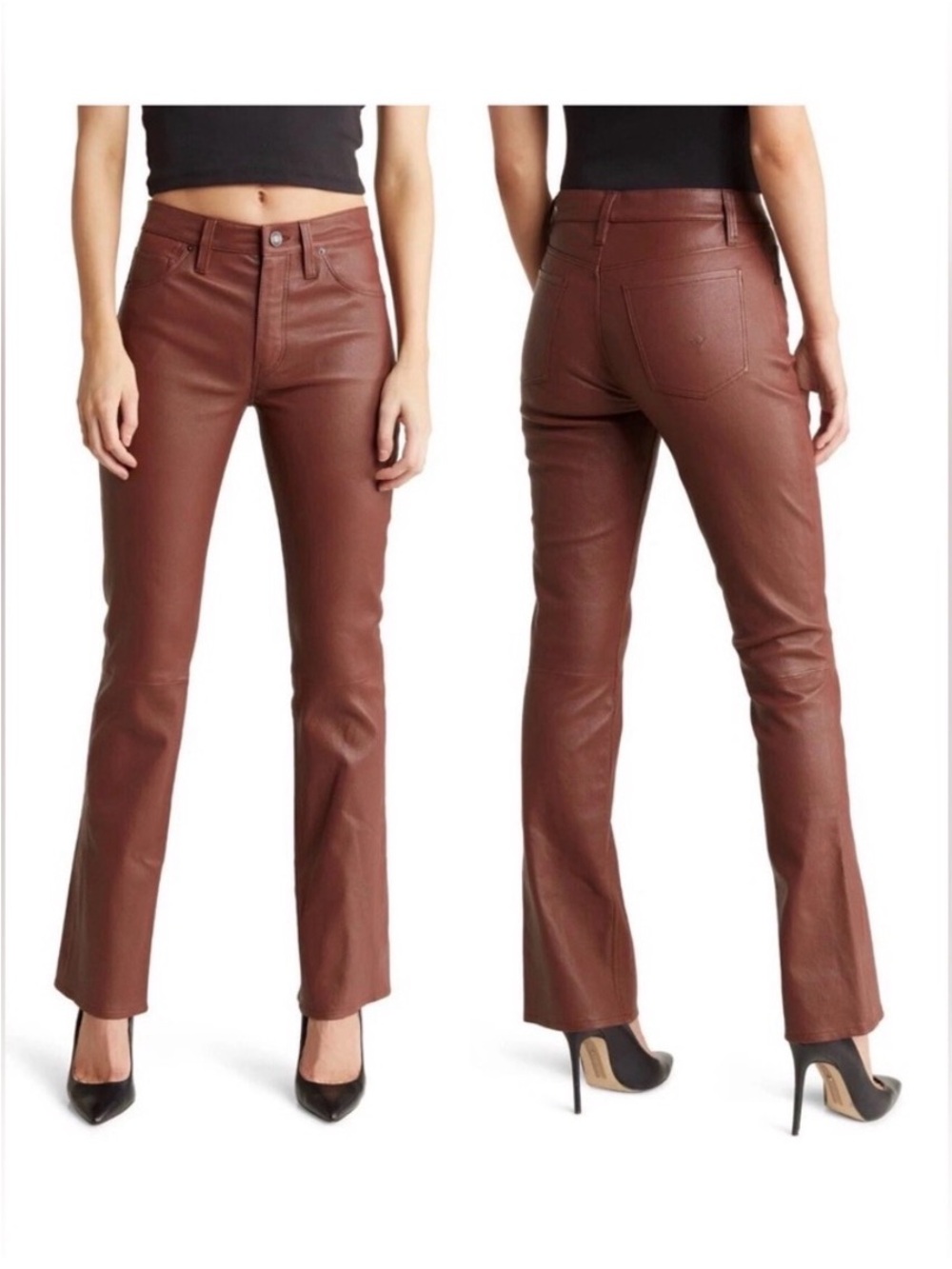 NWT Hudson Lamb Leather Barbara High Rise Baby Boot Cut Pants 29